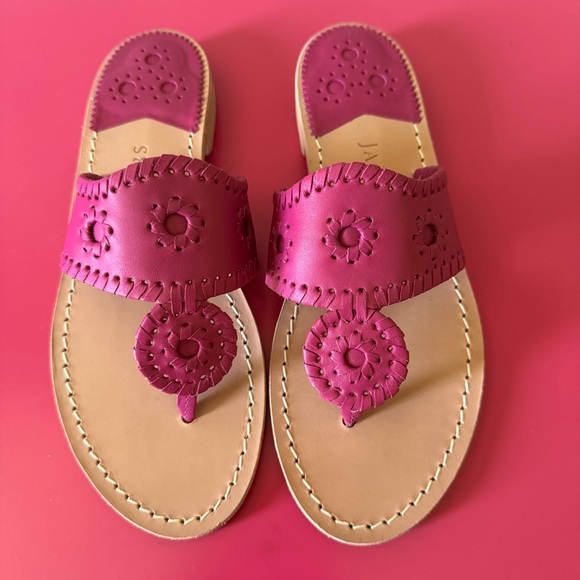 NWOT Jack Rogers Fuchsia Leather Sandals - 6.5 - Picture 1 of 3